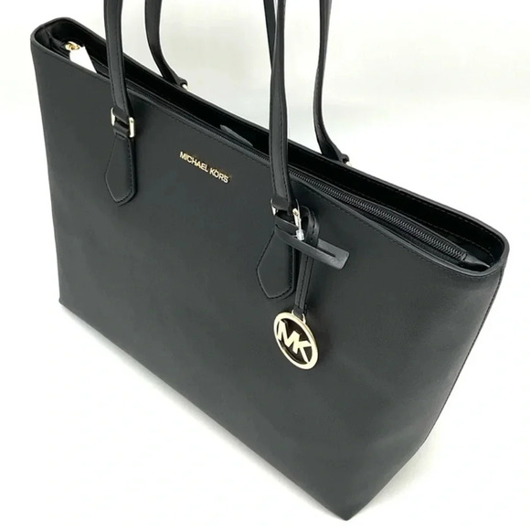 Michael Kors Bag Large Sheila Mf Tote Bag Black/Gold - Picture 6 of 11